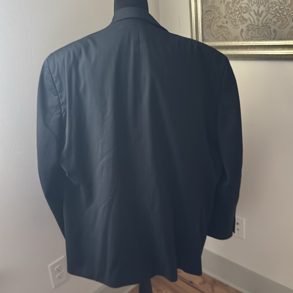 Henry Grethel wool blend dark blue pin stripe two button blazer Sz 54R suit coat - Picture 3 of 9